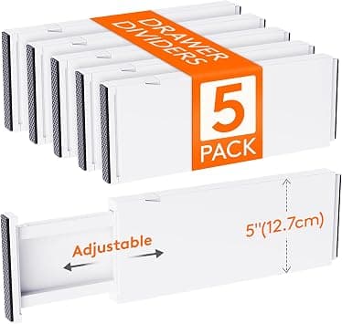 Lifewit Drawer Dividers, 13cm High, 34-55cm Long, Adjustable Closet Organisers, Expandable Dresser Separators in Bedroom/Bathroom/Kitchen/Fridge/Office Organization and Storage, 5 Pack on Amazon.ae - Price Tracker