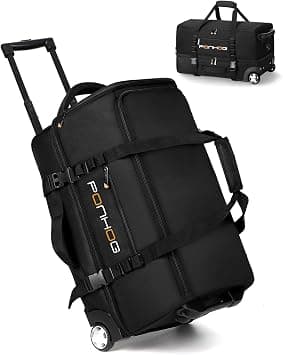 Tokokimo Rolling Duffle Bag with Wheels, 21 Inch Wheeled Travel Bag with Shoe Compartment, 40L Carry On Duffel for Weekender Trips, Black on Amazon.ae - Price Tracker