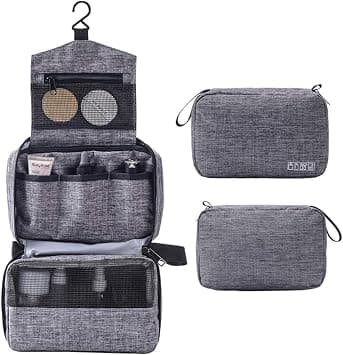 TERRIFI Compact Hanging Toiletry Bag, Portable Toiletry Bag with Hanging Hook, Water-Resistant Cosmetic Bag, Travel Makeup Organizer, Large Capacity Toiletry Organizer for Women Men, Grey on Amazon - Best Deal Finder