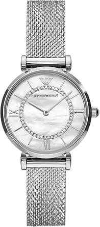 Emporio Armani Women Mother Of Pearl Dial Stainless Steel Analog Watch - AR11319, Silver on Amazon.ae - Price Tracker
