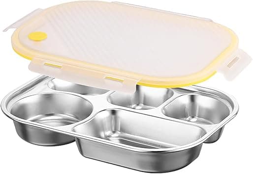 Stainless Steel Lunch Box with Plastic Lids - Bento Box 5 Compartments Reusable Meal Prep for Kids Adult School, Home Lunch, Travel on Amazon.ae - Price Tracker
