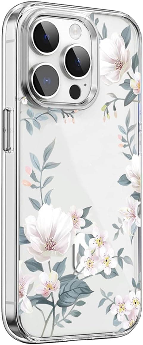 Clear Case for iPhone 15, Women Floral Pattern Design Shockproof TPU Bumper Phone Case for iPhone 15 Flowers Protective Phone Case (White, 15) على Amazon.ae - متتبع الأسعار