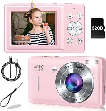 Digital Camera, 44MP Compact Camera, FHD 1080P Point and Shoot Digital Cameras with 16X Zoom, Face Detect, Smile Capture, Anti Shake, for Boys Girls Teens Gifts (Pink) on Amazon.ae - Price Tracker