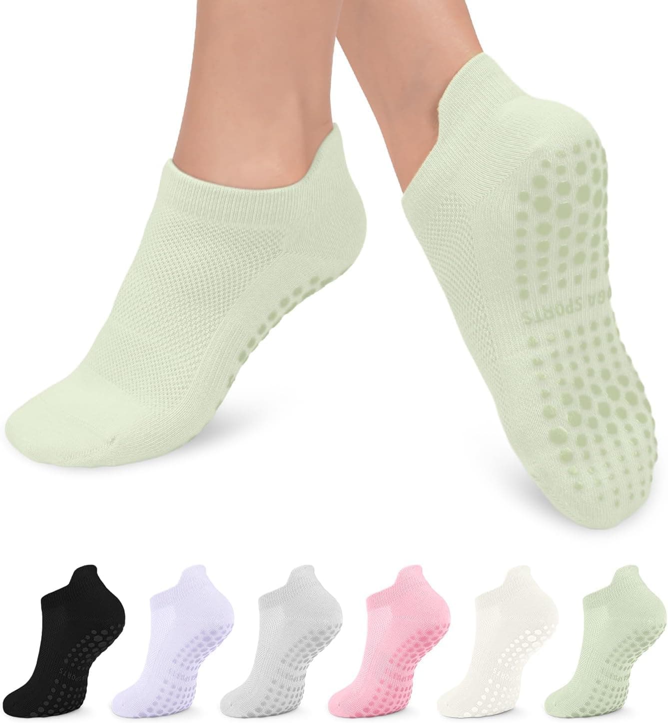 Odluzy 6 Pairs Women's Pilates Socks With Grips - Non-Slip for Yoga, Barre, Dance, Ballet, Barefoot Workouts, and Hospital Use | Grippy on Amazon.ae - Price Tracker