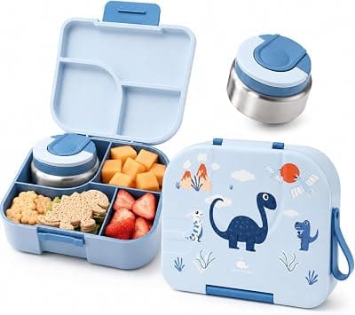 Wiggly Whale Bento Lunch Box for Kids – 1600ml with 4 Compartments & Stainless Steel Food Jar, Leak-Proof, BPA-Free, Lightweight School Lunch Box (Blue) on Amazon.ae - Price Tracker