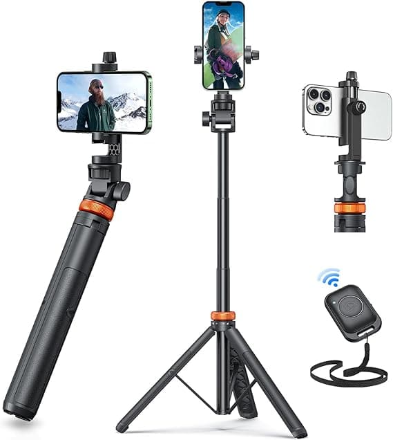 EUCOS 62" Phone Tripod, Tripod for iPhone & Selfie Stick with Remote, Extendable Cell Phone Stand & Ultimate Phone Holder, Solidest Phone Stand Compatible with iPhone/Android on Amazon.ae - Price Tracker
