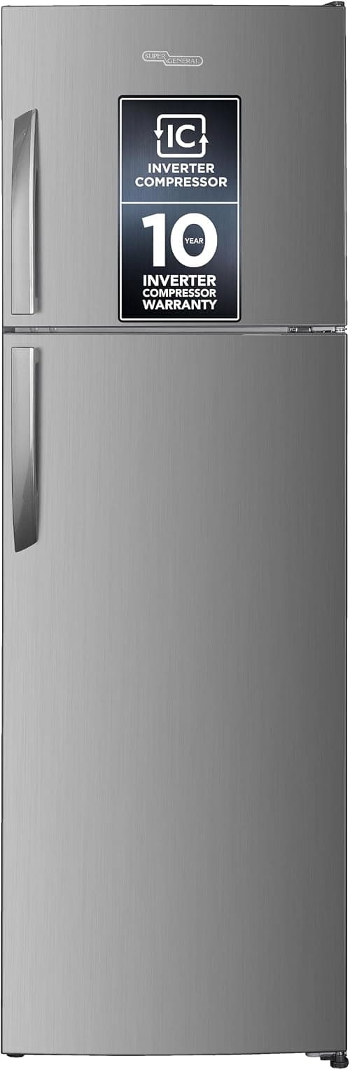 Super General 360 Liter Top Mount Refrigerator Freezer SGR365IE, No Frost, Inverter, Electronic Temperature Control with Stylish Interior, 54.5x55.5x166.8cm(WxDxH), Inox, 10 Year Compressor Warranty on Amazon - Best Deal Finder