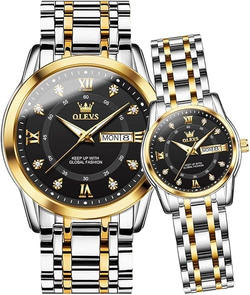 OLEVS Couple Watch Valentines Couple Matching Watches His and Her Couple Set Wrist Watch Men and Women Lovers Wedding Romantic Gifts Set of 2 on Amazon - Best Deal Finder