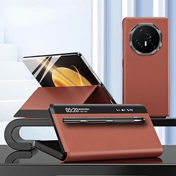 Gruattreay Case Compatible with Honor Magic V3 Case, excellent leather material, No flip cover for answering, with pen slot and hidden bracket design, earthquake and fall resistance (Brown) on Amazon.ae - Price Tracker