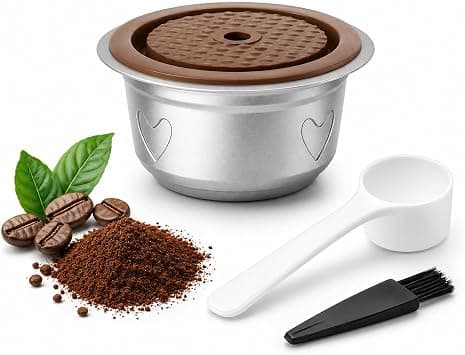 Reusable Espresso Pods for Nespresso Vertuo Pop, Next & Plus – 150ml Large Coffee Size Stainless Steel Refillable Capsule with Silicone Lid – Rich Crema Coffee Filter Kit, Heart Design Gift على Amazon.ae - متتبع الأسعار
