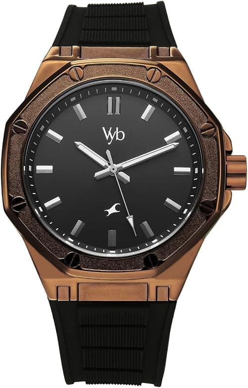 Fastrack Vyb Rebel Quartz Analog Black Dial Black Silicone Strap Watch For Men - FV30008QP01W on Amazon.ae - Price Tracker