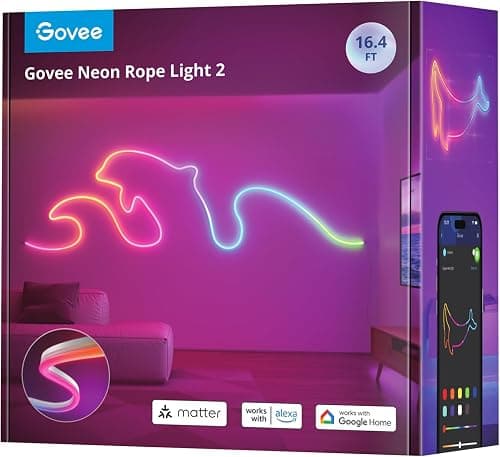 Govee Neon Rope Light 2, RGBIC Neon LED Strip 5 m, Shape Mapping, DIY Design on Amazon.sa - Price Tracker