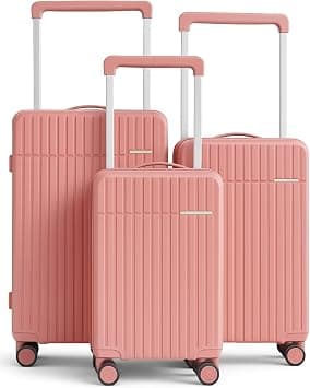 3 Piece Luggage 20/24/28 Inch Hard Shell Spinner Suitcases | Expandable & Lightweight Trolley Luggage Set with 360° Wheels and Wide Handle – Family Travel Ready Pink on Amazon - Best Deal Finder