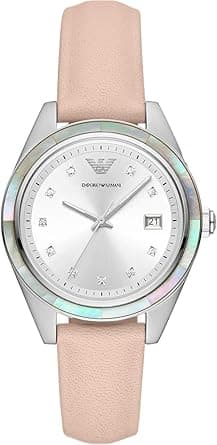 Emporio Armani Three-Hand Date Pink Leather Watch - AR11547 on Amazon.ae - Price Tracker