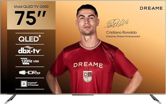Dreame 75 inch Vivid QLED 4K Smart TV,Dolby Vision & Atmos, HDR10+/HLG, 144Hz MEMC Motion, Dreamind AI Processor, Google TV OS, Voice Control, Metal Back Panel, WiFi 5G & Bluetooth 5.1 على Amazon.ae - متتبع الأسعار