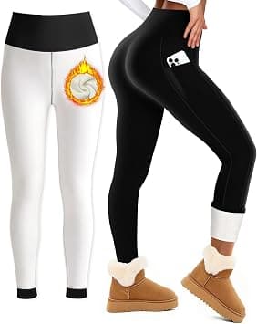 Bluemaple Women's Fleece Lined Leggings High Waisted Tummy Control Thermal Warm Winter for Women Workout Yoga Pants, 02-fleece Lined Packets Black, XS - Amazon.sa Price Tracker