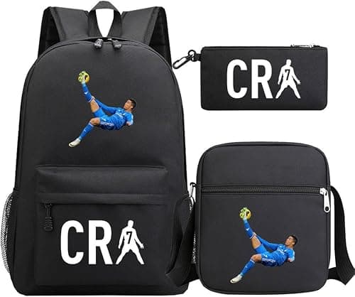 C Ronaldo New Children Schoolbag Backpack Teen Student School Book bag with Lunch Box Pen Case 3 in 1 على Amazon.ae - متتبع الأسعار