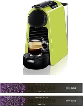 Nespresso Essenza Mini EN85.L, De'Longhi Coffee Machine, Original Capsule System, 0.6L Water Tank, Lime Green with 20 Original Firenze Arpeggio Capsules على Amazon.ae - متتبع الأسعار