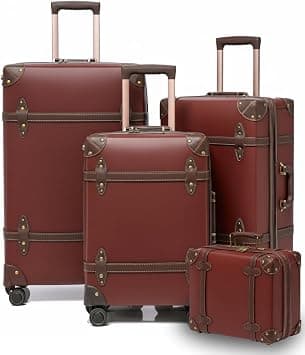 4 Piece PU Leather Luggage Set 14/20/24/28 Inch Brown,Hard Shell Trolley Suitcase with Secure Combination Lock, Spinner Wheels, Lightweight Travel Bag for Family, Business, and Gulf Trips on Amazon - Best Deal Finder