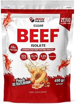 Body Builder Clear Beef Protein isolate – 92% Hydrolyzed Beef Protein, 28g Protein per Serving, Sugar-Free, Carb-Free, Halal, Gluten & Soy Free (Peach Ice Tea, 450g) - Amazon.sa Price Tracker