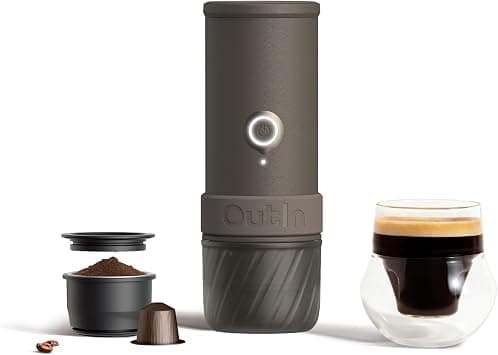 OutIn Mino Portable Electric Espresso Machine for Travel with Self-Heating | Mini Camping Coffee Maker, Pocket-Sized Coffee Machine, Ground Coffee & NS Capsule Adapter for Adventure, Tundra Brown - Amazon.sa Price Tracker