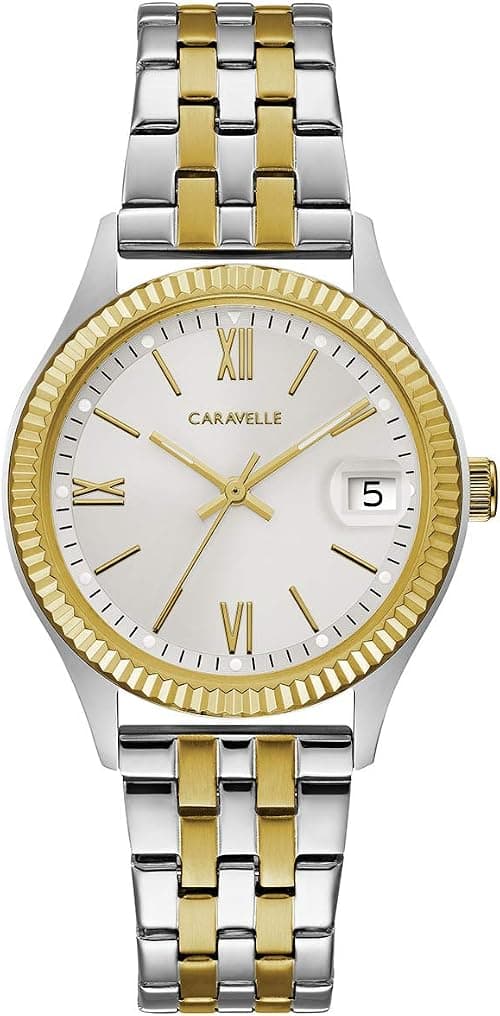 Caravelle by Bulova Ladies' Classic Dress Coin-Edge 3-Hand Day-Date Quartz Watch on Amazon.ae - Price Tracker