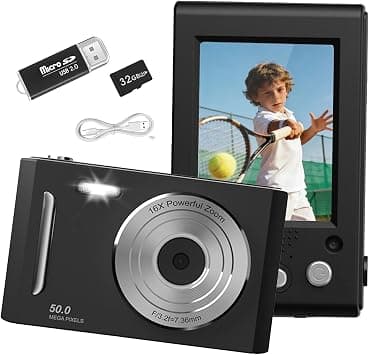 Digital Camera for Kids, 50MP FHD 1080P Point and Shoot Digital Cameras with 8X Zoom Anti-Shake, Compact Portable Cameras for Photography, for Boys Girls Teens Beginners-Black على Amazon.ae - متتبع الأسعار