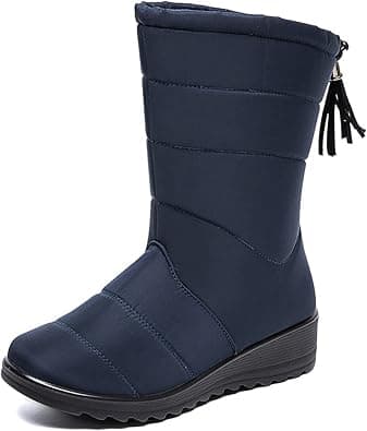 Womens Snow Boots, Winter Boots Waterproof Fur Lined Mid-Calf Boot Lightweight Non Slip Warm Walking Boots for Skiing Walking Dog Hiker,Blue,40EU on Amazon.ae - Price Tracker