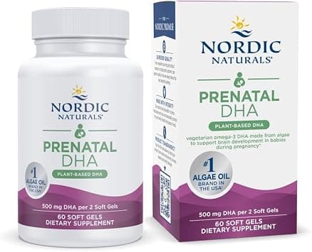 Nordic Naturals Vegan Prenatal DHA, Unflavored - 60 Soft Gels - 500 mg Plant-Based DHA - Supports Brain Development in Babies & Healthy Pregnancy - Non-GMO - 30 Servings على Amazon.ae - متتبع الأسعار