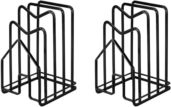 SUNFICON 2 Pack Cutting Board Racks Holders Pot Pan Lids Holders Chopping Board Organizers Thin Bakeware Trays Dry Display Stands Kitchen Countertop Cabinet Office Black on Amazon.ae - Price Tracker