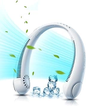 Bladeless Neck Fan, Hands Free Portable Cooling Fan, Rechargeable Personal Hanging Neck Fan, Wearable Necklace Fan with 3 Speeds for Hot Flashes Home Office Travel Outdoor Sports on Amazon.ae - Price Tracker