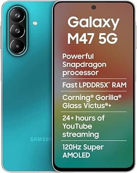 Samsung Galaxy M47 5G (Blaze Blue, 6GB RAM, 128GB Storage)| Powerful Snapdragon Processor| Fast LPDDR5x RAM,UFS 3.1 Storage| Gorilla Glass Victus+| IP64| Super AMOLED Display| 50MP OIS|AI| Gemini Live on Amazon.ae - Price Tracker