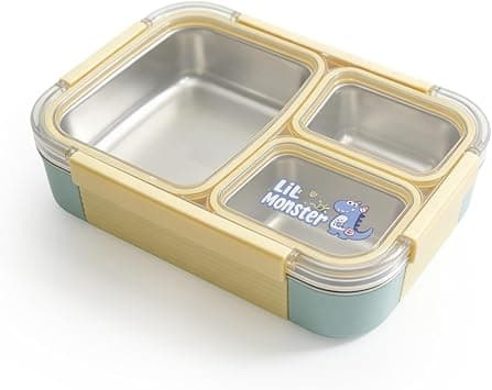 Beram Premium 304 Stainless Steel Insulated Bento Lunch Box 780ml – Silicone & PP 3 Compartment Leakproof Tiffin Box for Kids & Adults BPA-Free Eco-Friendly Food Storage Box for School & Office on Amazon.ae - Price Tracker