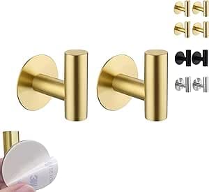 (2-Pack) Gold Adhesive Wall Hooks – No Drill Stick-On Hangers for Towels, Clothes, Coats & Keys – Self Adhesive Bathroom Organizer for Door & Kitchen on Amazon.ae - Price Tracker