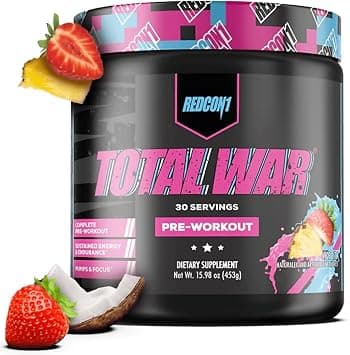 REDCON1 Total War Pre Workout Powder, Vice City - Beta Alanine + Citrulline Malate Vegan & Keto Friendly Preworkout for Men & Women with 320mg of Caffeine - Fast Acting HMB (30 Servings) on Amazon.ae - Price Tracker