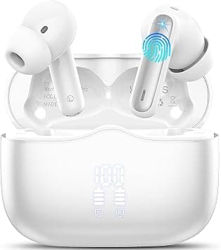 xinwld Bluetooth Headphones, Wireless Bluetooth 5.4 In-Ear Headphones with 4 ENC Noise Cancelling Mic, Wireless Headphones Deep Bass Wireless Earbuds 40 Hours, IP7 Waterproof Earbuds, White on Amazon.ae - Price Tracker