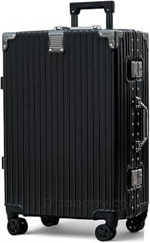 prosp 28" (30-35KG) Checked In Aluminum Frame Unbreakable Fashion Travel Trolley Luggage, Polycarbonate Hard Shell Suitcase with 360° Double Spinner Wheels (BLACK, Checked-In-28-Inch) on Amazon - Best Deal Finder