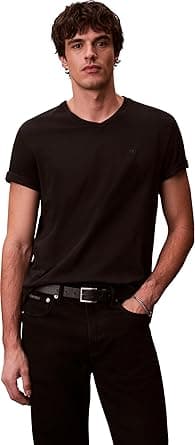Calvin Klein Mens SS SMOOTH CTTN SOLID VNECK TEE S/S T-Shirt (pack of 1) on Amazon.ae - Price Tracker