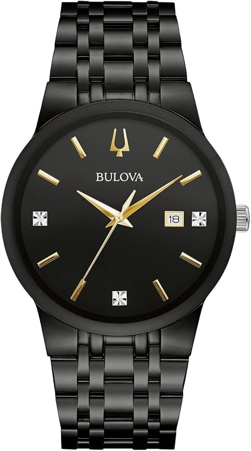 Bulova Men's Modern Gold Tone Stainless Steel 3-Hand Calendar Date Quartz Watch, Diamond Dial on Amazon.ae - Price Tracker