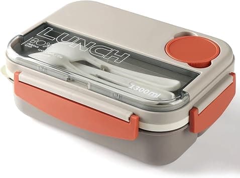 Bento Box Lunch Boxes Stackable Bento Lunch Box for Adults Leak-Proof Lunch Container with Compartments 4-in-1 Lunchbox with Sauce Pot Cutlery Set Microwave Dishwasher Safe Available 1300ML (Beige) on Amazon.ae - Price Tracker