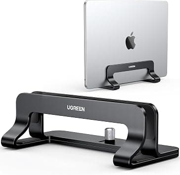 UGREEN Aluminum Vertical Laptop Stand, Double Desktop Stand Holder with Adjustable Dock Space-Saving Anti Slide Silicone Grips for All Tablet/iPad MacBook/Surface/Samsung/HP/Dell/Chrome Book Black on Amazon.ae - Price Tracker