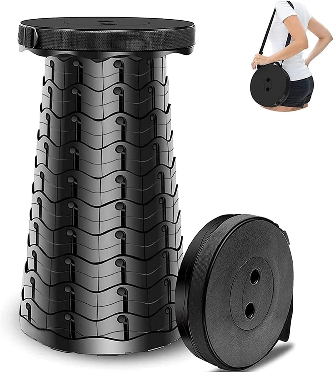 SKY-TOUCH Portable Telescopic folding Camping Stool,Load 400lbs, Retractable Adjustable Height Collapsible Stool, Lightweight Plastic Stool Indoor Outdoors Camping Hiking Travel BBQ Fishing (Black) on Amazon.ae - Price Tracker