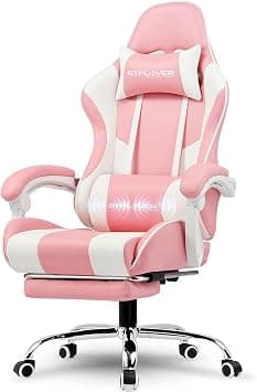GTPLAYER #1USA Ergonomic Gaming Chair with USB Massage Cushion, Footrest & Armrests ? PU Leather Computer Video Game Desk Chair with Adjustable Lumbar Support & Headrest (GCC, Pink) على Amazon.ae - متتبع الأسعار