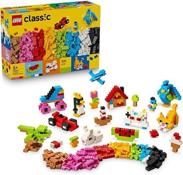 LEGO Classic Creative Colourful Bricks Set - Fine Motor Skills Toy - Build Animals, Dinosaur Figures and Vehicles incl. Plane & Car - Birthday Gift for 5+ Year Old Boys & Girls - 11045 - متتبع أسعار Amazon.sa