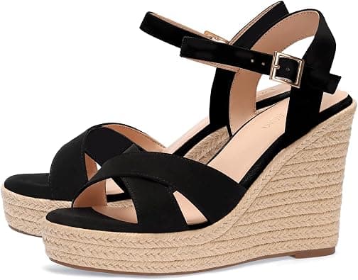 VICKI·VICKI Women's Platform Wedges heels Sandals Wedge Espadrilles Ankle Strap على Amazon.ae - متتبع الأسعار