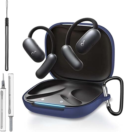 for Anker Soundcore AeroFit 2 Case Cover, Full Protective Silicone Skin Cover for Soundcore AeroFit 2 by Anker,with Keychain & Lanyard and Cleaner Kit, Front LED Visible, Blue on Amazon.ae - Price Tracker