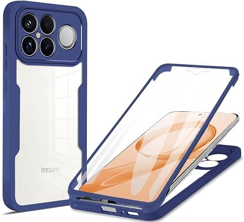 ILING Transparent Case for Xiaomi POCO F8 Ultra 5G, 360° Full Protection Fashion Very Thin Shockproof Case with Built-in Screen, Hard PC + Silicone TPU Bumper Cover (Blue) on Amazon.ae - Price Tracker
