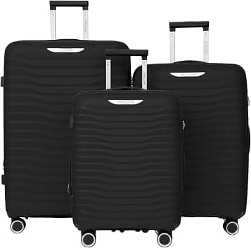 Trace Series Lightweight 3 Piece Expandable Polypropylene Luggage Set With Durable Double Spinner Wheels 20"24"28 (Night Black) on Amazon.ae - Price Tracker