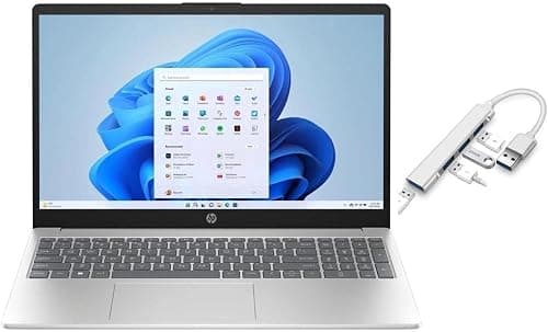HP 15.6 FHD Laptop | AMD Ryzen 5 7520U(Beat i5-1155G7)| AMD Radeon Graphics | Webcam | WiFi | Copilot | Silver | 8GB RAM DDR5 | 512GB SSD |Windows 11 Home |Bundle with USB 3.0 Hub على Amazon.ae - متتبع الأسعار