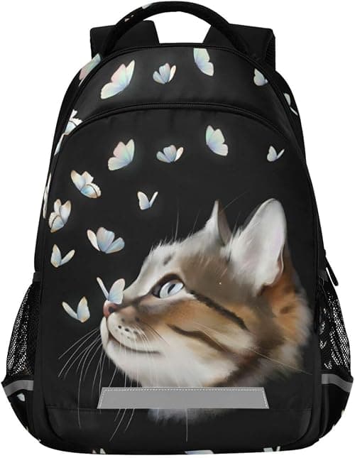 Cute Kitty Cat With Butterfly Backpacks Travel Laptop Daypack School Book Bag for Men Women Teens Kids على Amazon.ae - متتبع الأسعار
